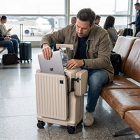 Front-opening carry-on suitcase lifestyle